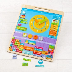Anglický magnetický kalendář s hodinami BIGJIGS TOYS