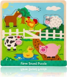 Dřevěné zvukové puzzle – zvířata z farmy