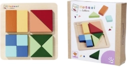 Montessori čtvercové dřevěné puzzle – geometrická skládačka se 4 čtverci