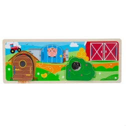 Senzorické dřevěné puzzle farma BIGJIGS TOYS