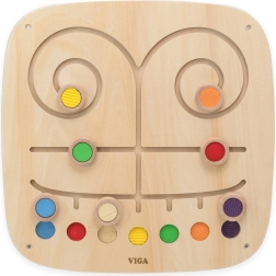 Viga Toys manipulační nástěnná deska s barevnými dráhami