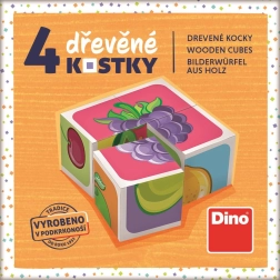 Dino dřevěné kostky Ovoce 4 ks