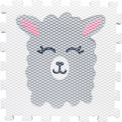 Pěnový puzzle koberec s motivem lamy – bílý