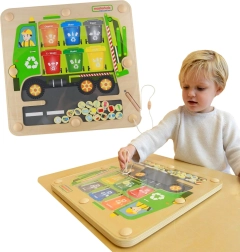 Masterkidz magnetická tabule na třídění odpadu – recyklační nákladní auto Montessori
