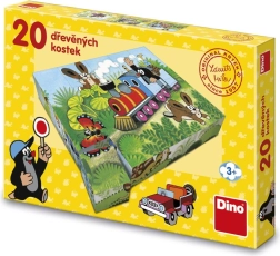 Dřevěné obrázkové kostky krtek a doprava 20 ks