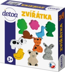 Sada dřevěných zvířátek v krabičce