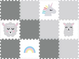 Pěnové puzzle podložka do dětského pokoje Šedý jednorožec, 12 dílů