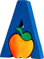 fauna abeceda písmeno a – jablko dřevěné vkládací puzzle