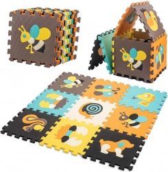 Pěnová vzdělávací podložka puzzle zvířátka 85 × 85 cm, 9 dílů