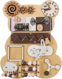 Kruzzel dřevěná manipulační tabule (busy board) medvídek 10v1