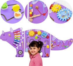 Dřevěná nástěnná smyslová tabule triceratops