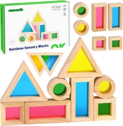 Dřevěné barevné bloky s transparentními zrcadly Tooky Toy, 8 ks
