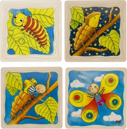 Vývojové dřevěné puzzle Motýl GOKI