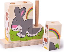 Bigjigs Baby dřevěné nasazovací kostky zvířátka