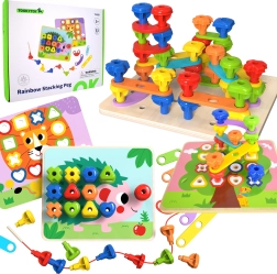 Tooky Toy víceúčelová tabule s barevnými šroubky pro učení tvarů