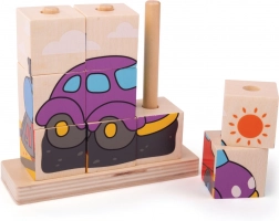 Dřevěný puzzle Bigjigs Baby Dopravní prostředky