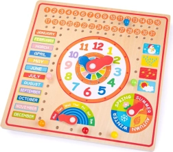 Bigjigs Toys dřevěný kalendář s hodinami