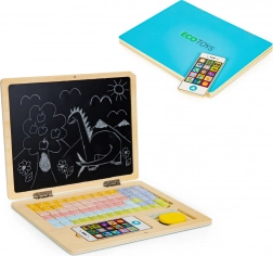 Dřevěný výukový laptop s magnetickou tabulí a písmeny ECO TOYS