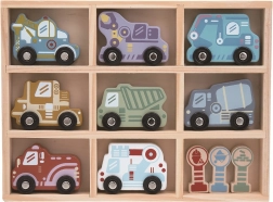 Sada dřevěných autíček s poličkou 2Kids Toys