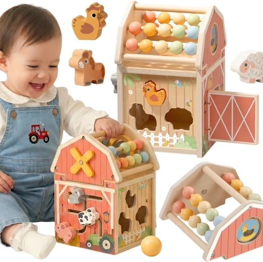 Dřevěná aktivní stodola TOOKY TOY Montessori