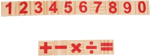 Přehledné dílky s čísly a matematickými znaky