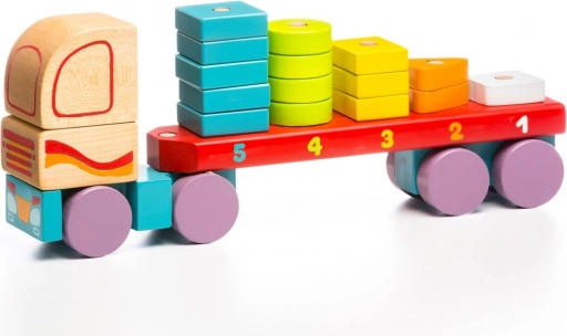 Dřevěná skládačka CUBIKA Kamion s geometrickými tvary