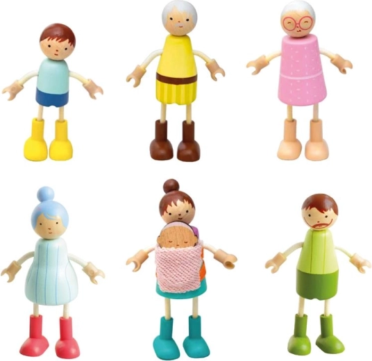dřevěná sada panenek do domečku – rodina 2Kids Toys