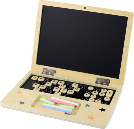 Dřevěný notebook – tabule s křídou a abecedou