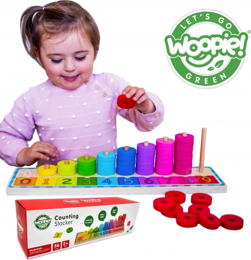 Woopie Green montessori dřevěná počítací a barevná skládačka, 56 dílů