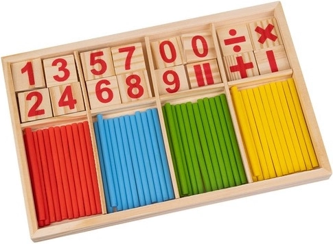 Dřevěné počítací tyčinky a matematické bloky Kruzzel