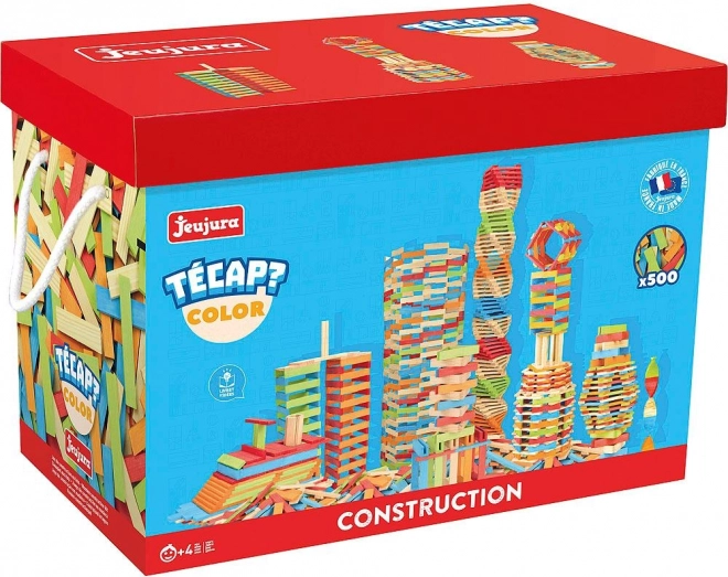 Jeujura dřevěná stavebnice Técap Color 500 dílků