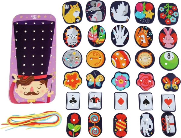 Lucy & Leo kouzelnický dřevěný šněrovací set