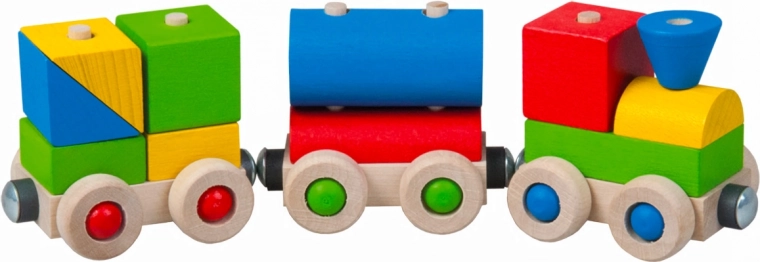 Detoa veselý dřevěný vláček s magnetickými vagónky