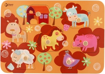 Dřevěná farma vkládačka pro děti