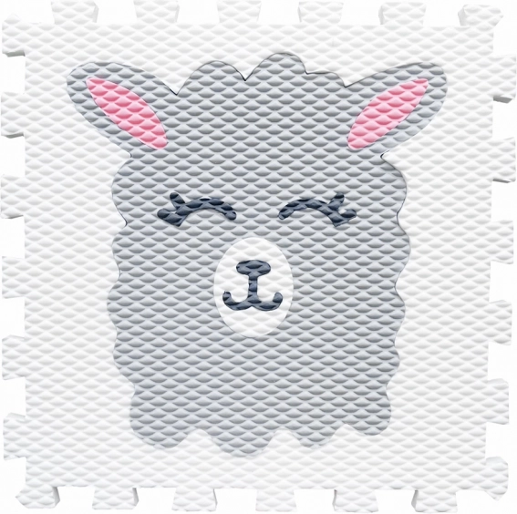 Pěnový puzzle koberec s motivem lamy – bílý