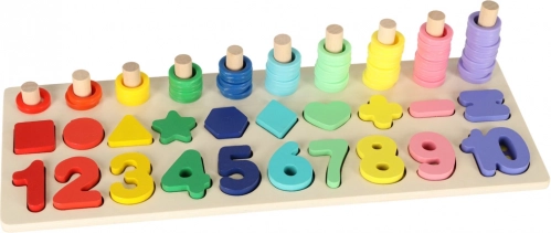 Dřevěný vzdělávací sorter a počítadlo 2v1 montessori 13 × 36 cm
