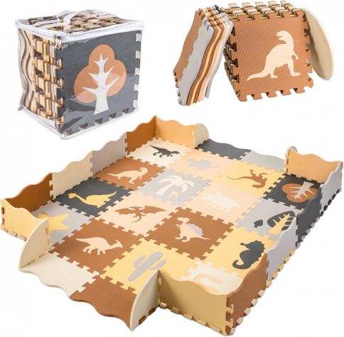 Pěnová dětská podložka puzzle dinosauři 143 × 143 cm, 36 dílů