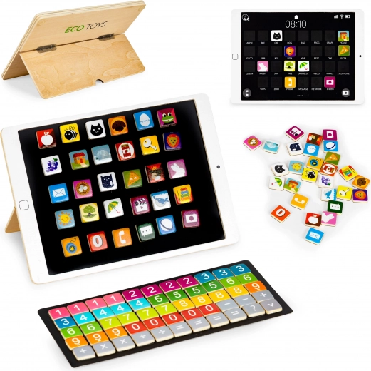 Dřevěný vzdělávací tablet s magnetickou tabulkou ECOTOYS