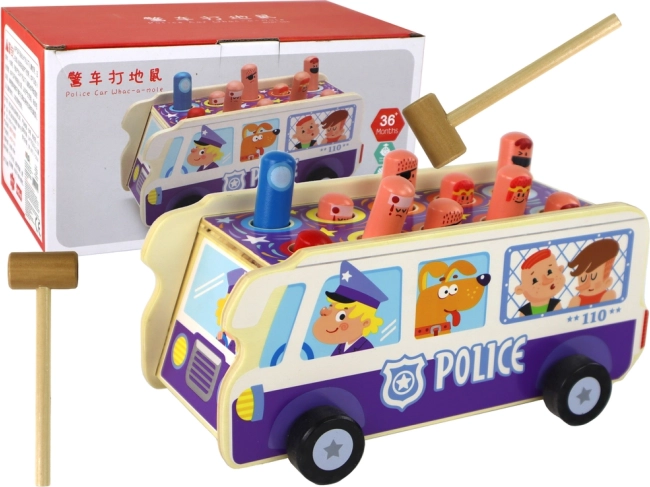 Dřevěná hra zručnosti policejní autobus se zbijákem