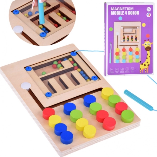 Dřevěná Magnetická Montessori Hračka s Kuličkami