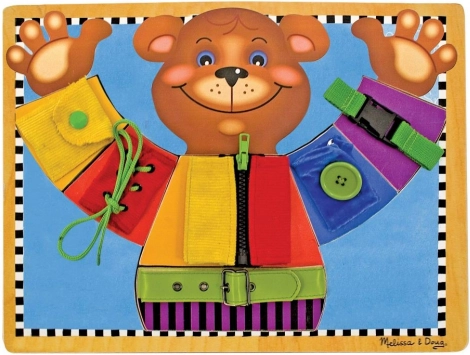 Motorická tabule s medvídkem na oblékání MELISSA & DOUG
