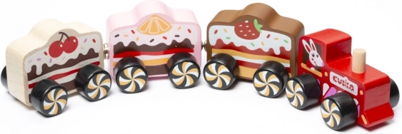 Dřevěný vláček s magnety Cakes 4 díly CUBIKA