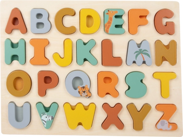 Dřevěné vkládací puzzle abeceda Safari small foot