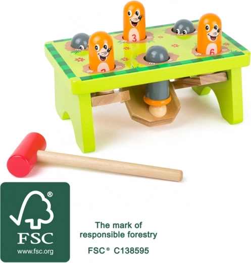 Zatloukačka SMALL FOOT Krtečci z FSC dřeva