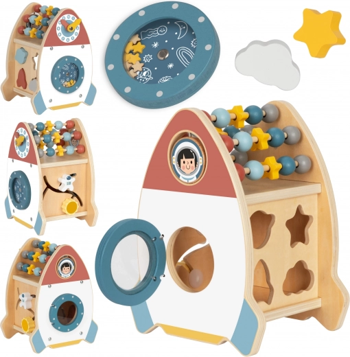 Dřevěná raketa pro děti s aktivity TOOKY TOY
