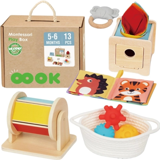 Montessori vzdělávací box 6v1 pro miminka 5–6 měsíců WOOPIE