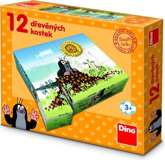 Dino Dřevěné kostky Krteček - Krtkův Rok, 12 ks