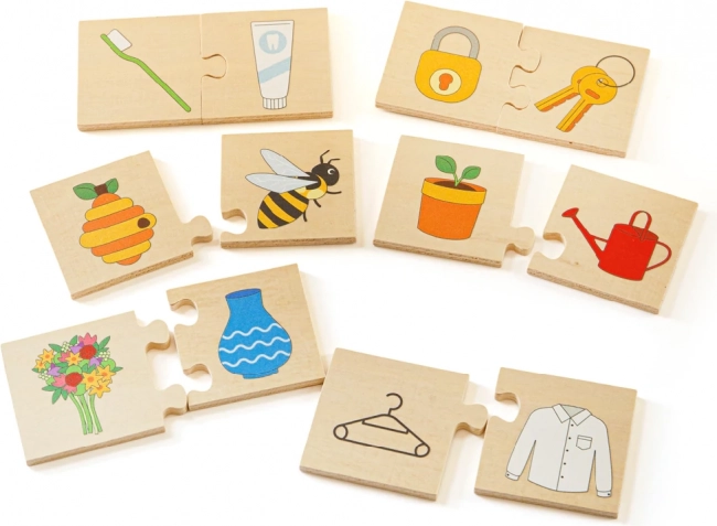 Didaktické puzzle co k sobě patří BIGJIGS TOYS
