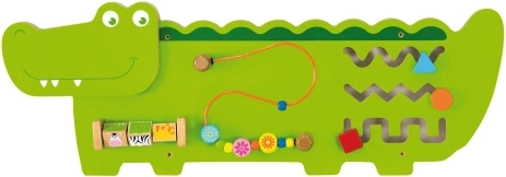 Dřevěná nástěnná smyslová tabule krokodýl Viga, FSC, Montessori