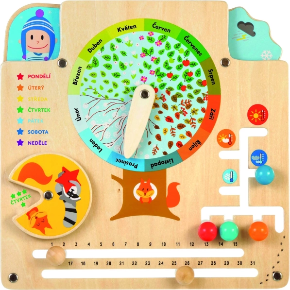 Lucy & Leo dřevěný kalendář přírody – naučná hrací deska Montessori